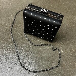 Black Silver Sequined Evening Clasp Chain Crossbody Bag